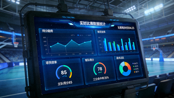 体育数据分析大屏上的比赛统计图表与数据可视化